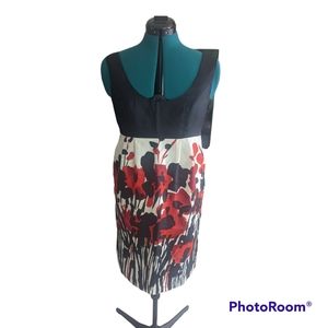 Kensie Pretty Red White and Black Silk Dress